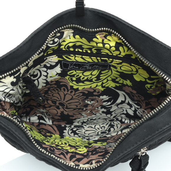 Vera Bradley Quilted Handbag Purse Crossbody 12x11x2 Black/Silver - Picture 6 of 8